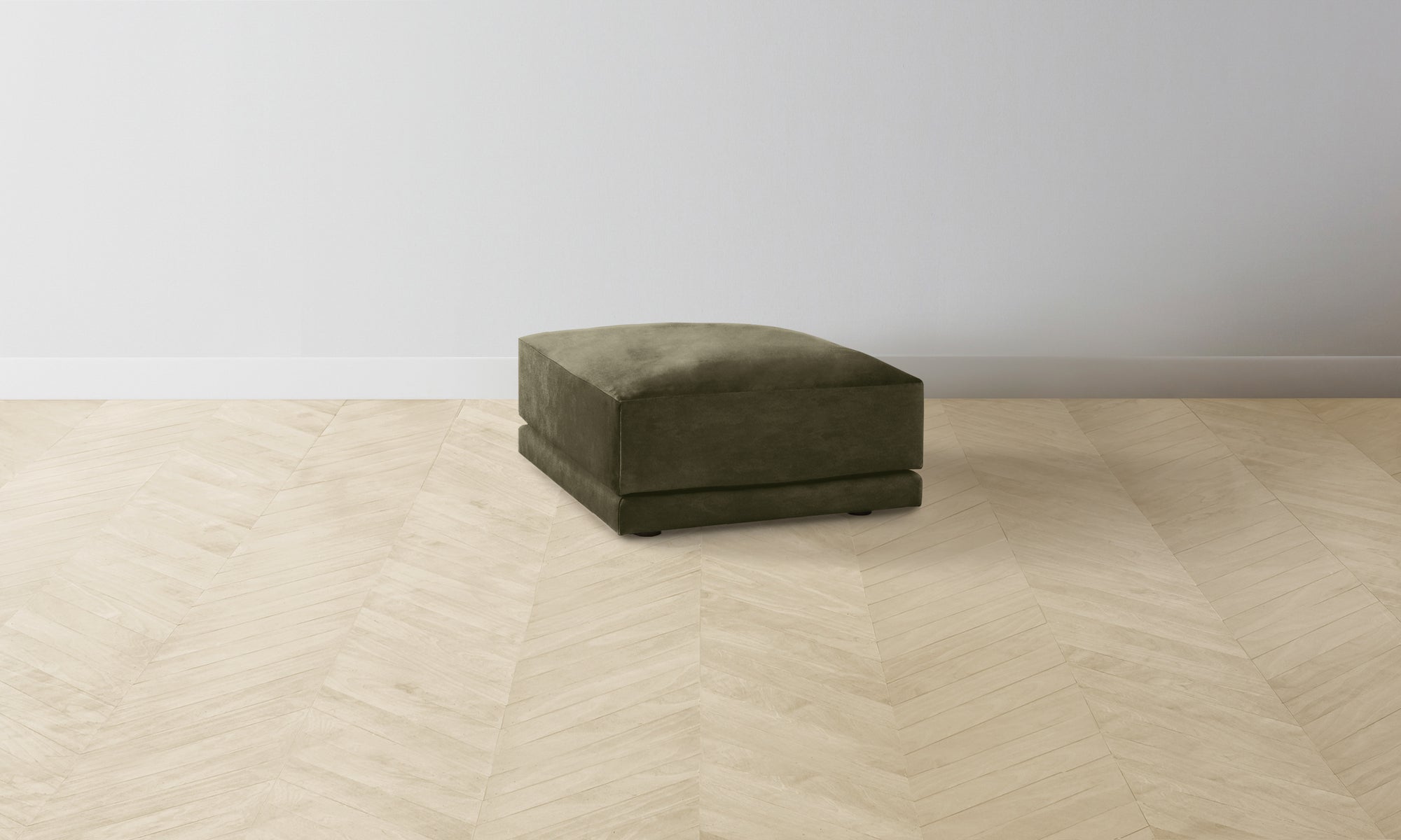 The Jones Ottoman - Performance Velvet Olive