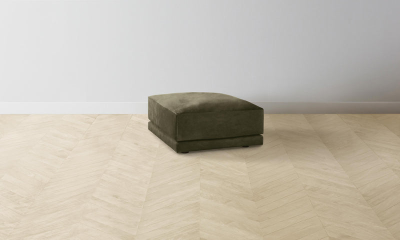 The Jones Ottoman - Performance Velvet Olive