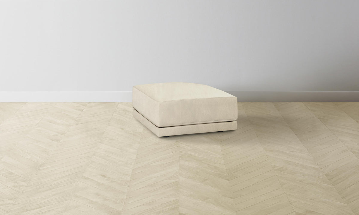 The Jones Ottoman - Tuscan Leather Bisque