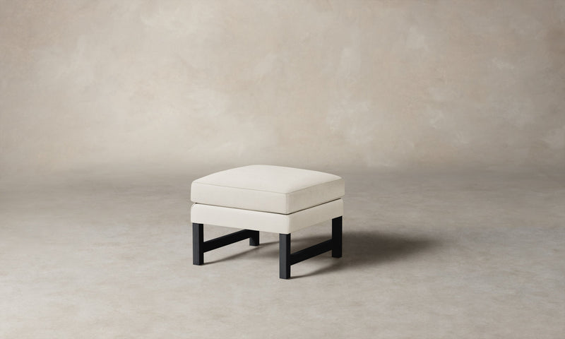 The Kaye Ottoman - Heritage Belgian Linen Egret