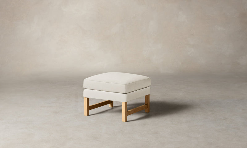 The Kaye Ottoman - Heritage Belgian Linen Egret