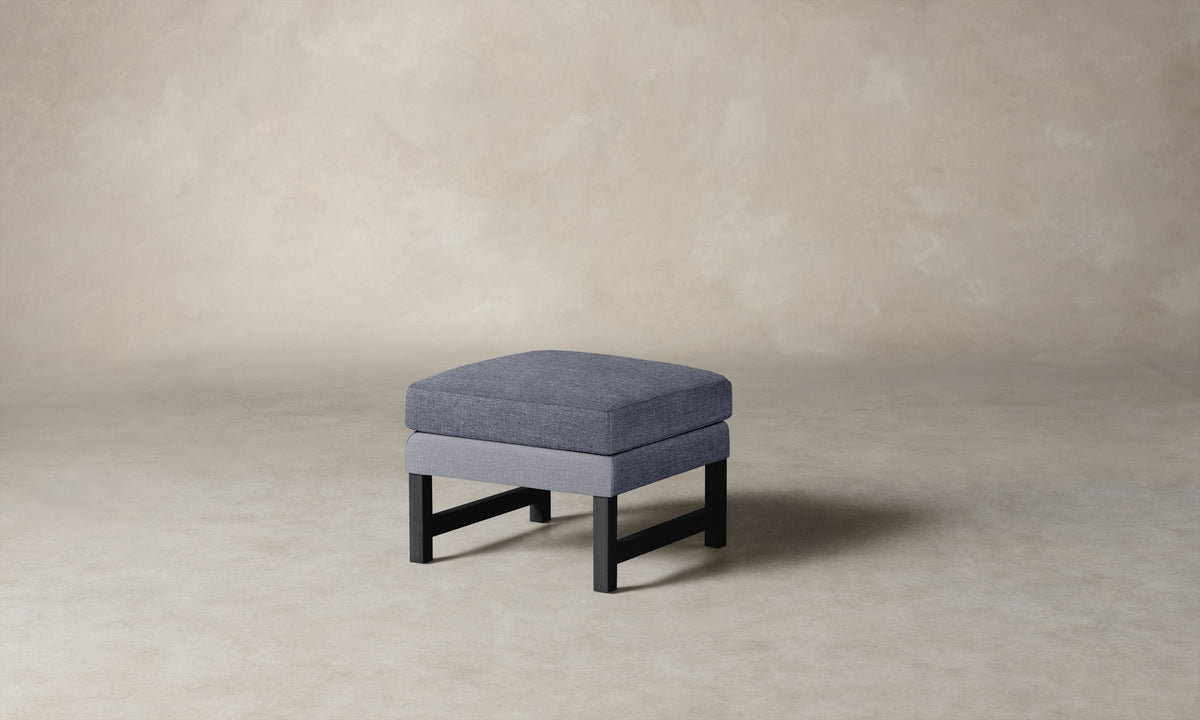 The Kaye Ottoman - Heritage Belgian Linen Lake