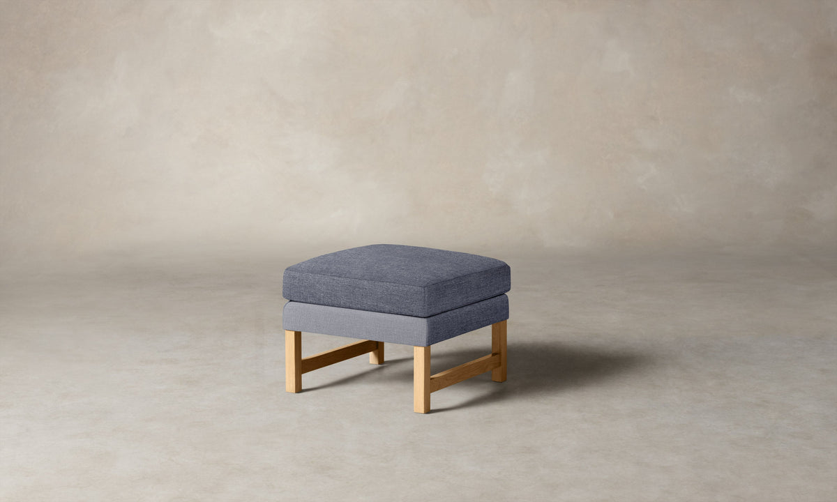 The Kaye Ottoman - Heritage Belgian Linen Lake