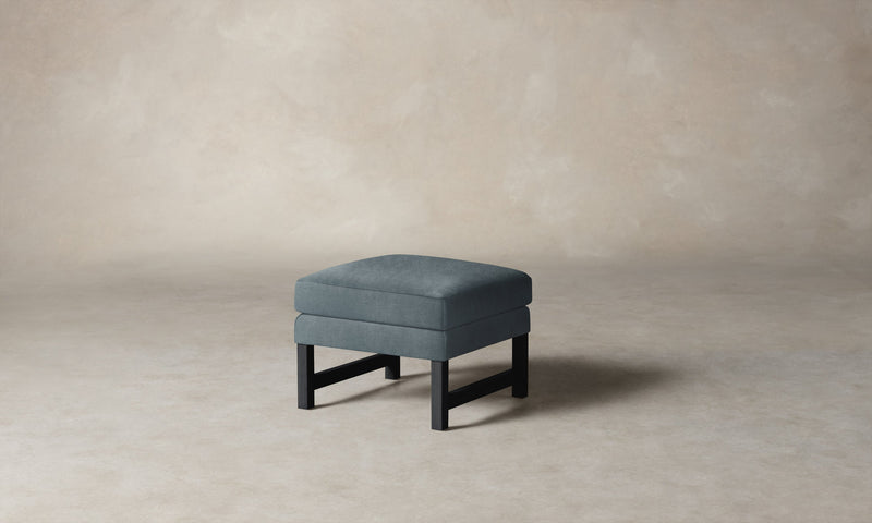 The Kaye Ottoman - Mohair Slate Blue
