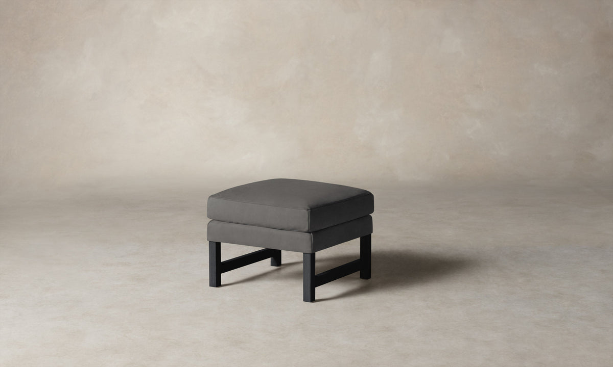 The Kaye Ottoman - Nubuck Leather Asphalt