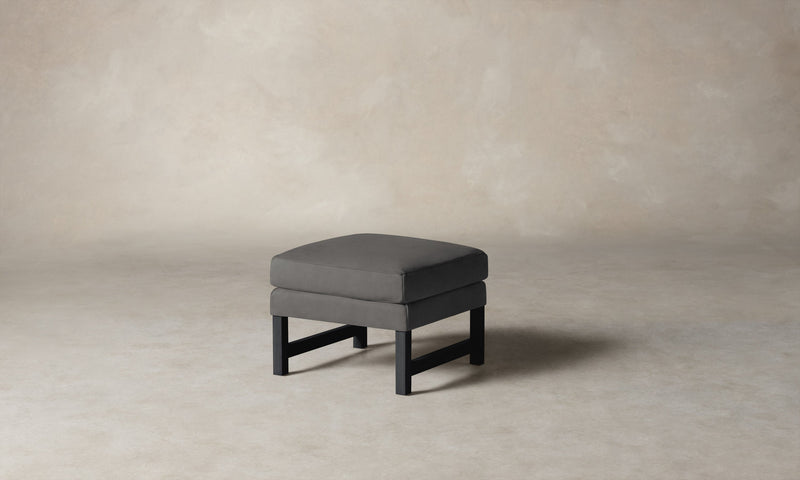 The Kaye Ottoman - Nubuck Leather Asphalt