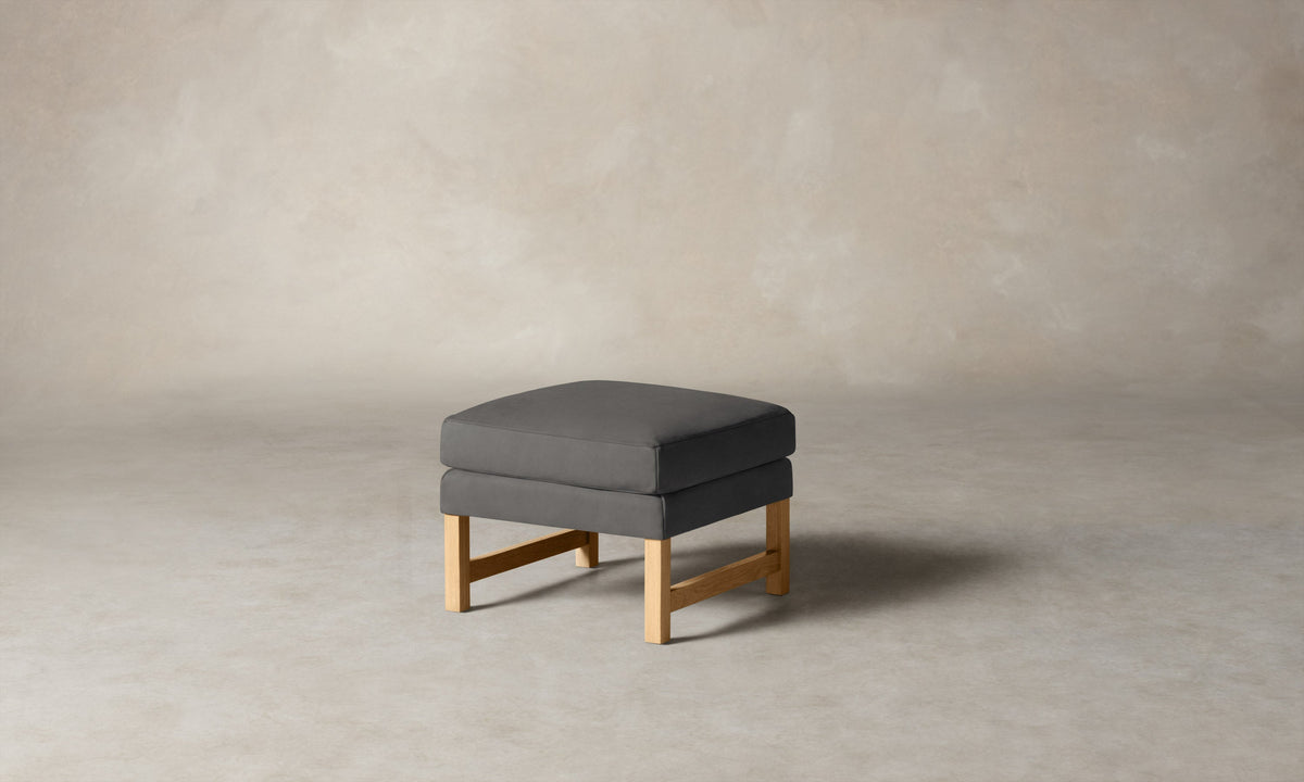 The Kaye Ottoman - Nubuck Leather Asphalt