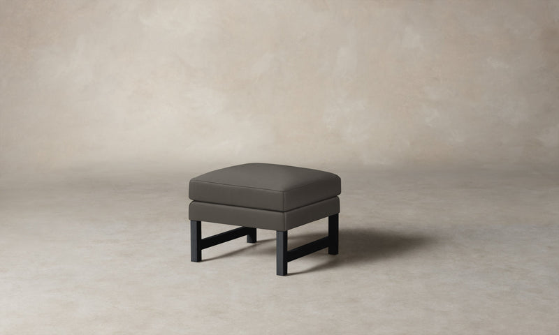 The Kaye Ottoman - Pebbled Leather Ash