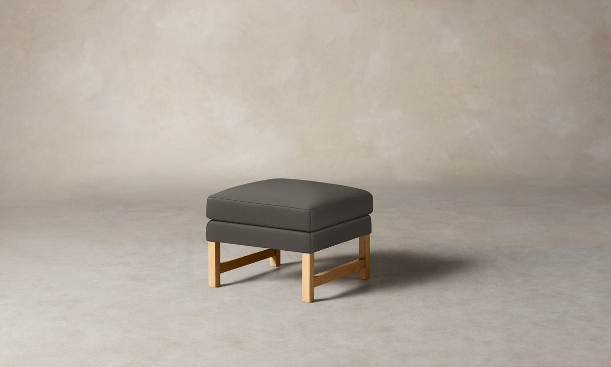 The Kaye Ottoman - Pebbled Leather Ash