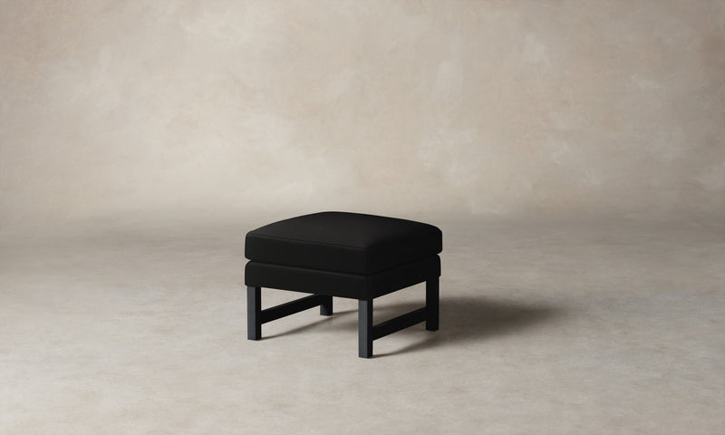 The Kaye Ottoman - Pebbled Leather Ink