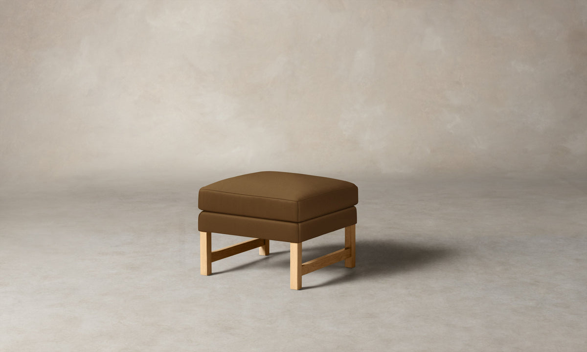 The Kaye Ottoman - Pebbled Leather Latte