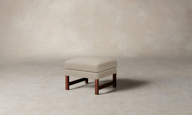 The Kaye Ottoman - Pebbled Leather Stone