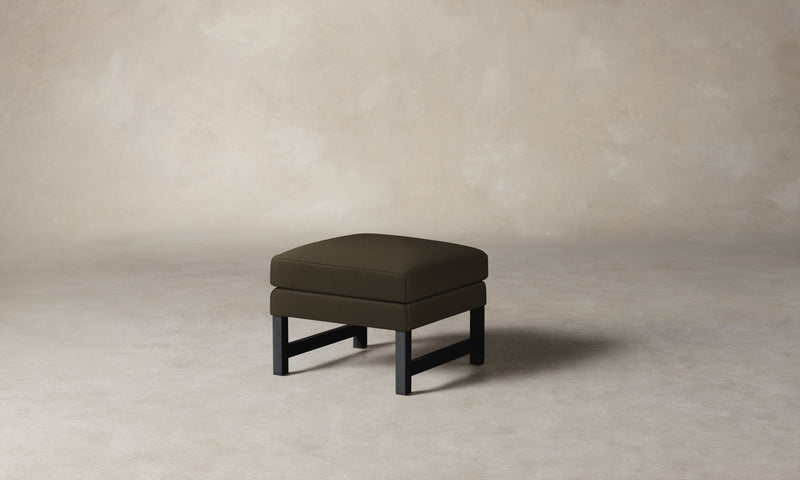 The Kaye Ottoman - Pebbled Leather Truffle
