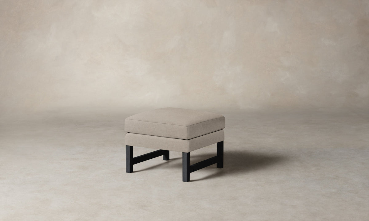 The Kaye Ottoman - Performance Linen Weave Beige