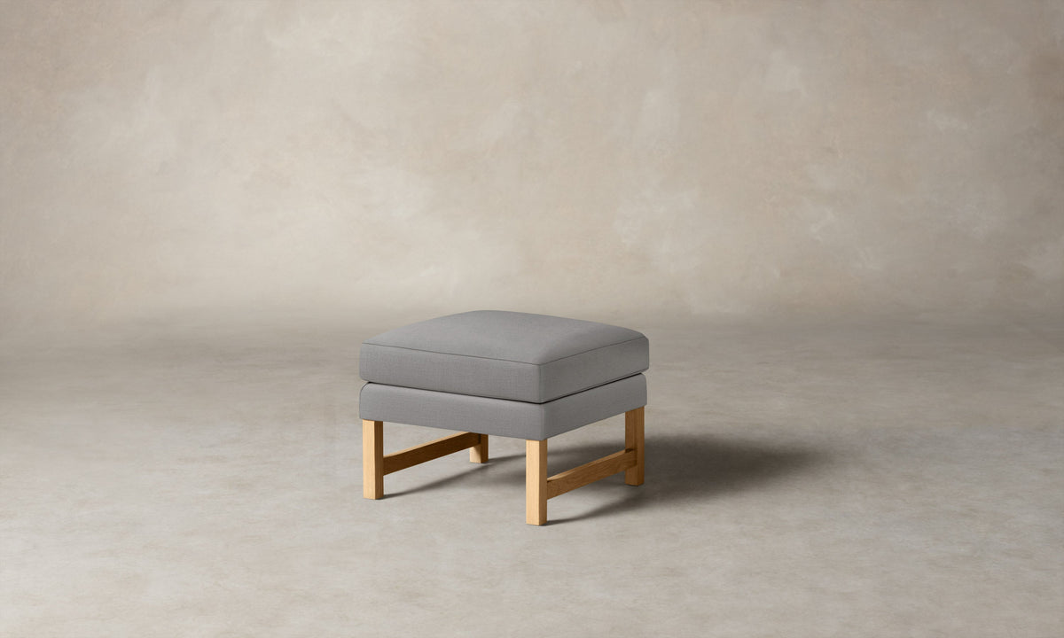 The Kaye Ottoman - Performance Linen Weave Cloud