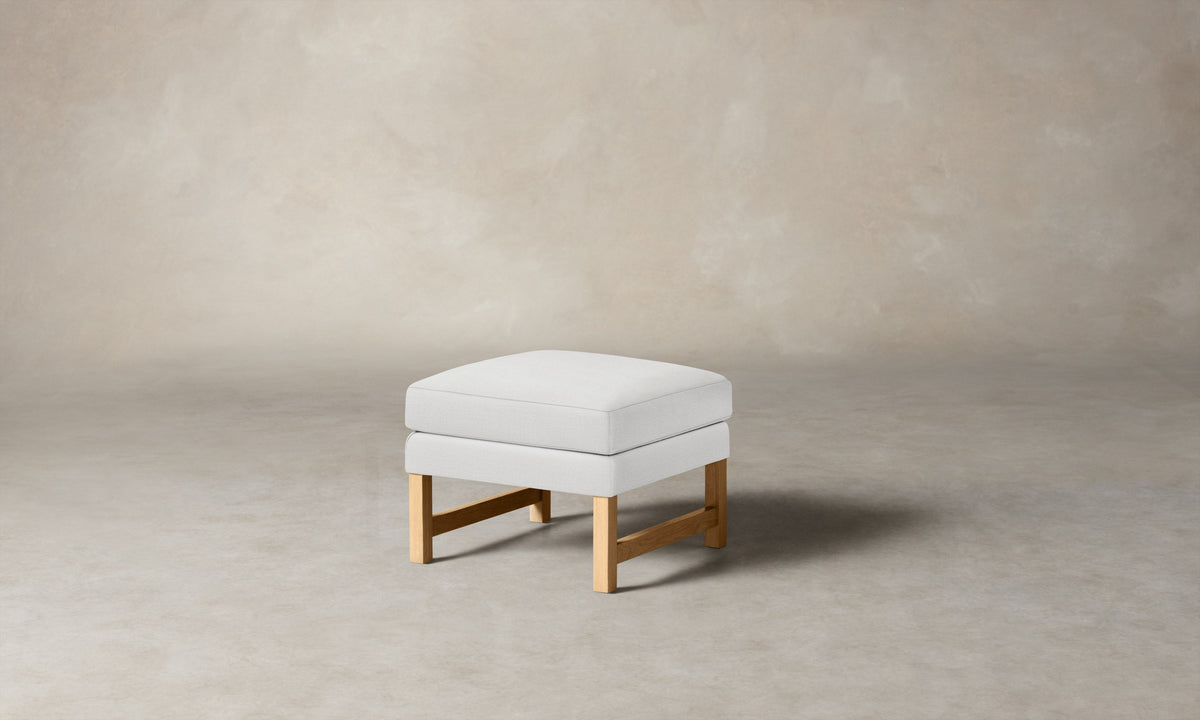 The Kaye Ottoman - Performance Linen Weave Pure White