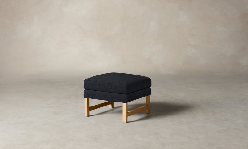 The Kaye Ottoman - Performance Textural Weave Marina