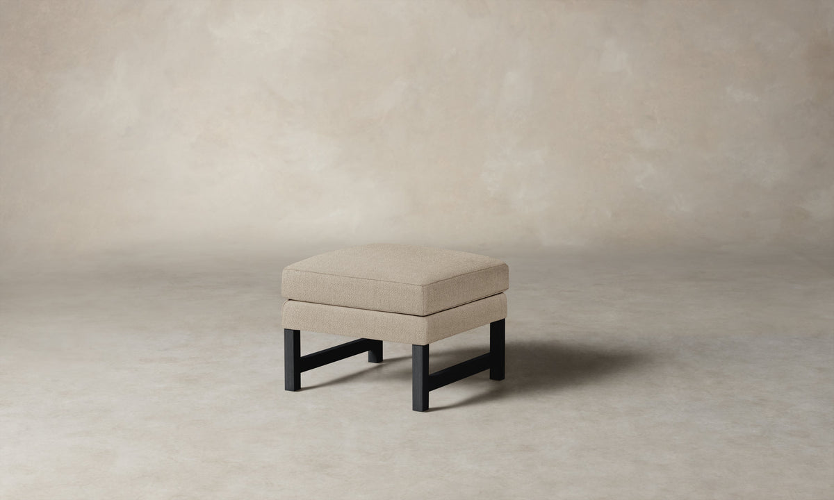 The Kaye Ottoman - Performance Textural Weave Savanna