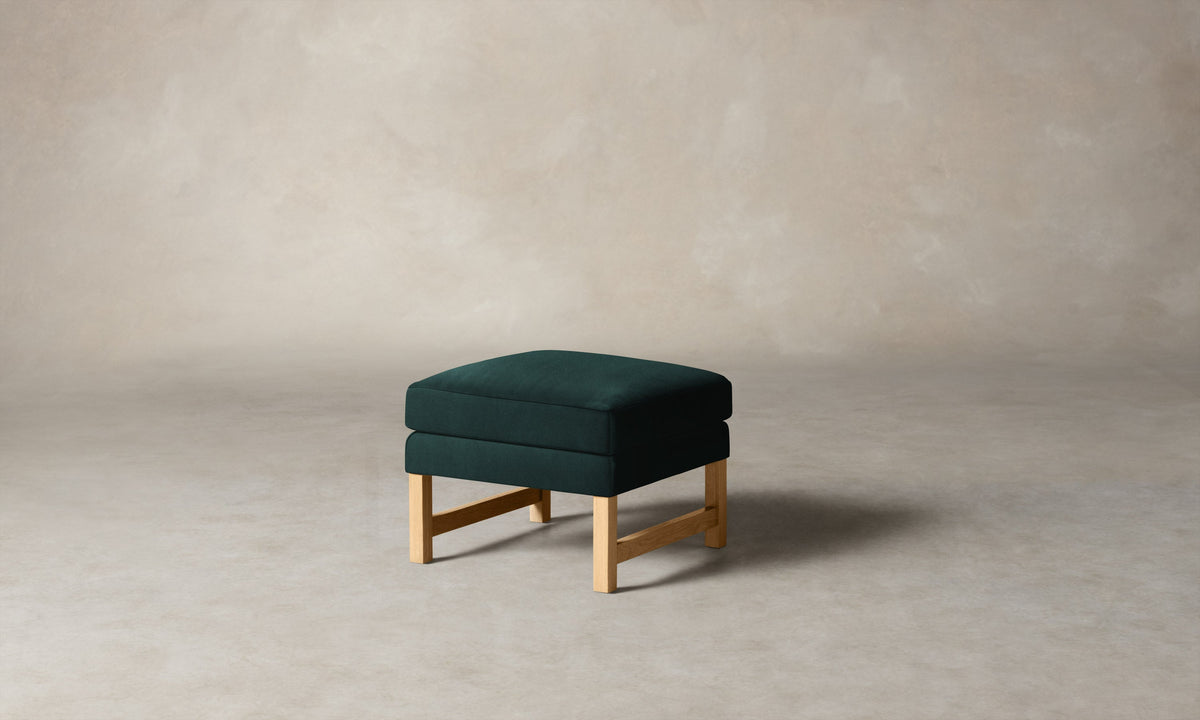 The Kaye Ottoman - Performance Velvet Emerald