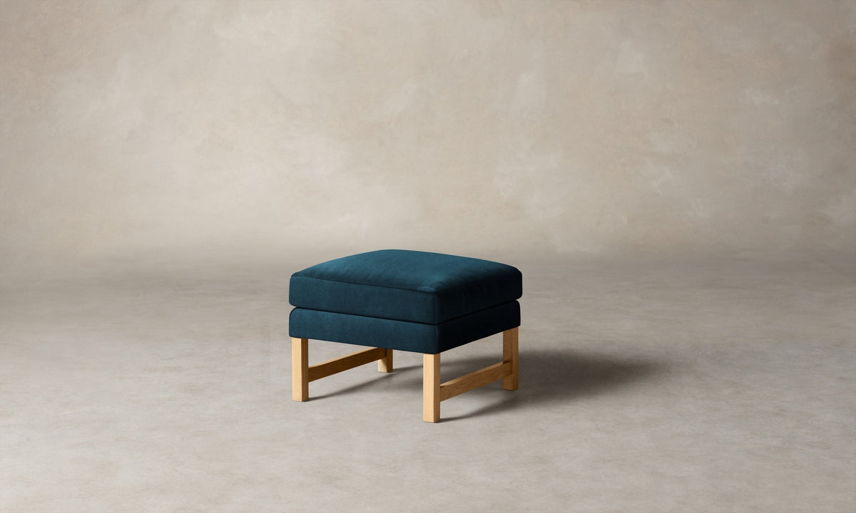 The Kaye Ottoman - Performance Velvet Lagoon