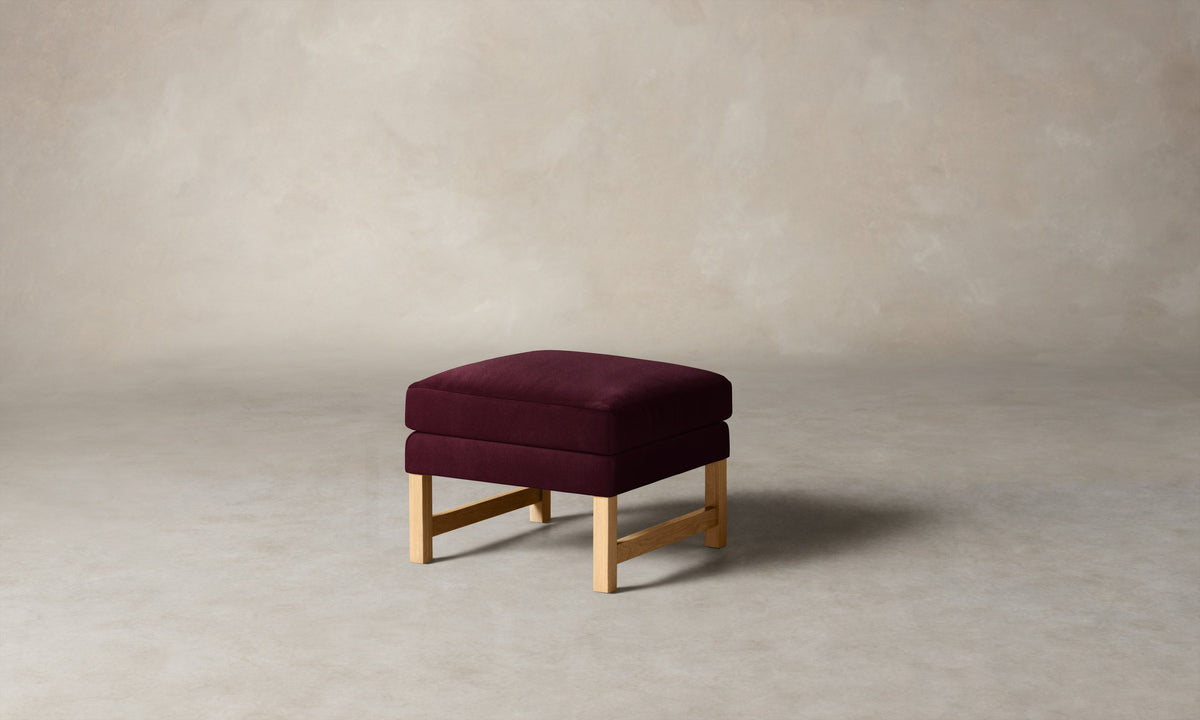 The Kaye Ottoman - Performance Velvet Merlot
