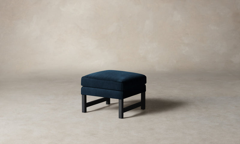 The Kaye Ottoman - Performance Velvet Sapphire