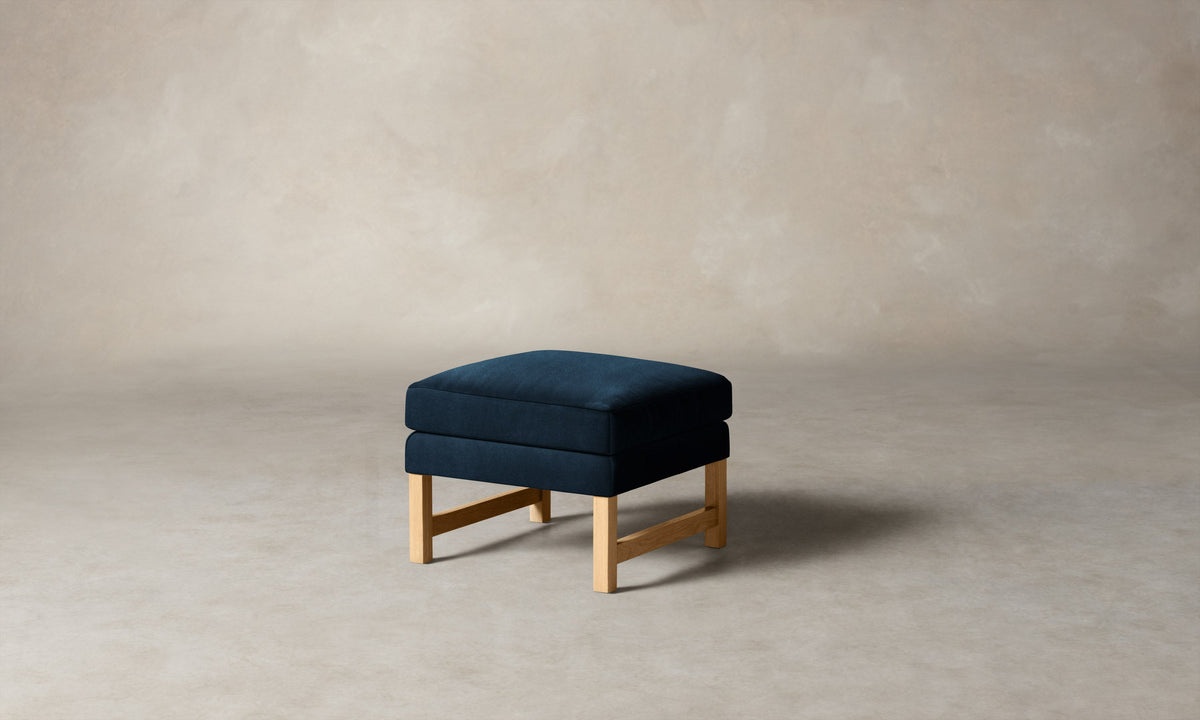 The Kaye Ottoman - Performance Velvet Sapphire