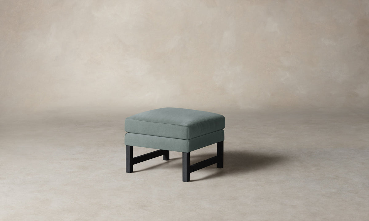 The Kaye Ottoman - Performance Velvet Seafoam
