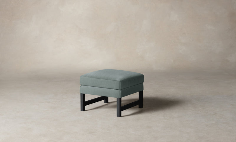 The Kaye Ottoman - Performance Velvet Seafoam