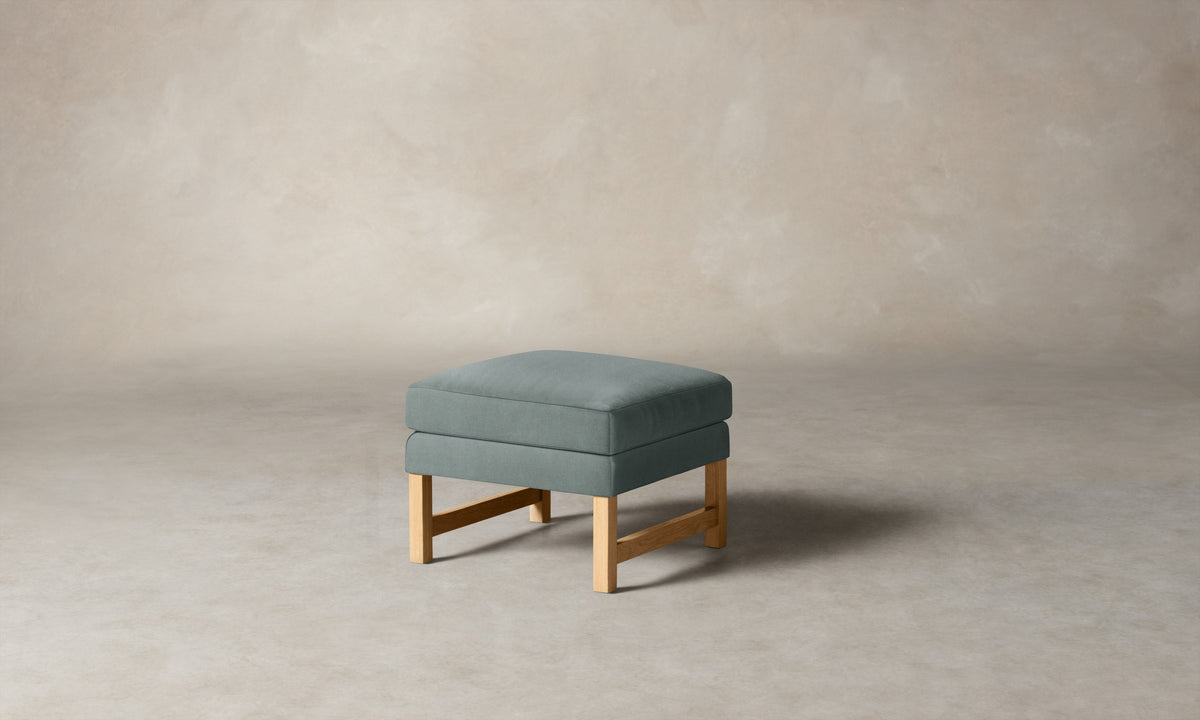 The Kaye Ottoman - Performance Velvet Seafoam