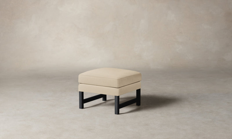 The Kaye Ottoman - Performance Woven Chenille Desert