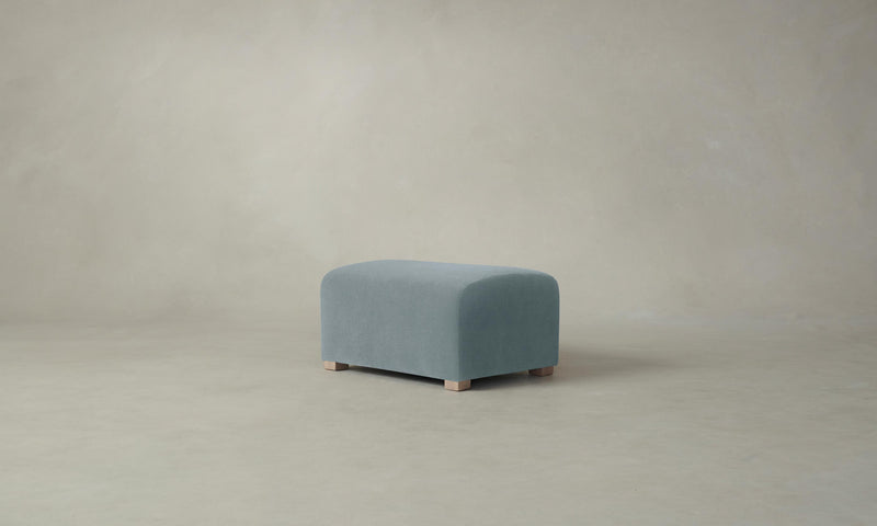 The Lenox Ottoman - Performance Velvet Sky