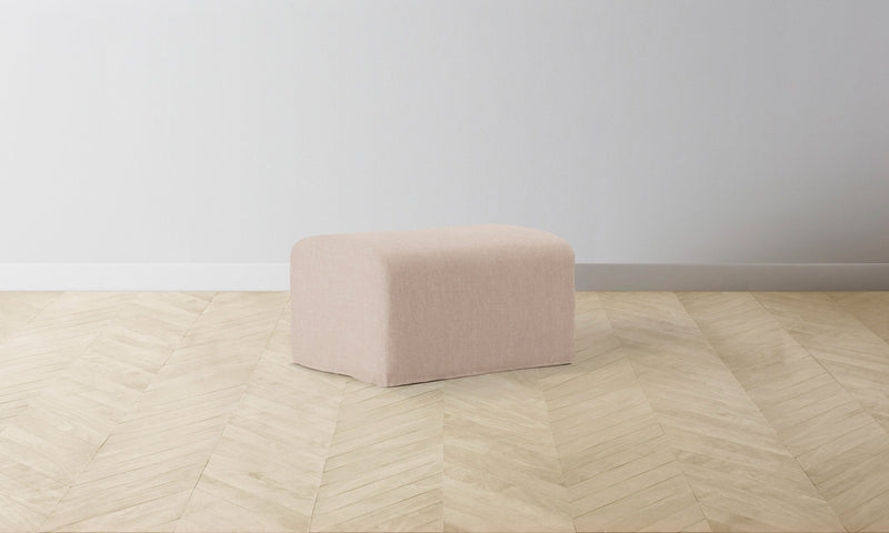 The Leonard Ottoman - Heritage Belgian Linen Petal