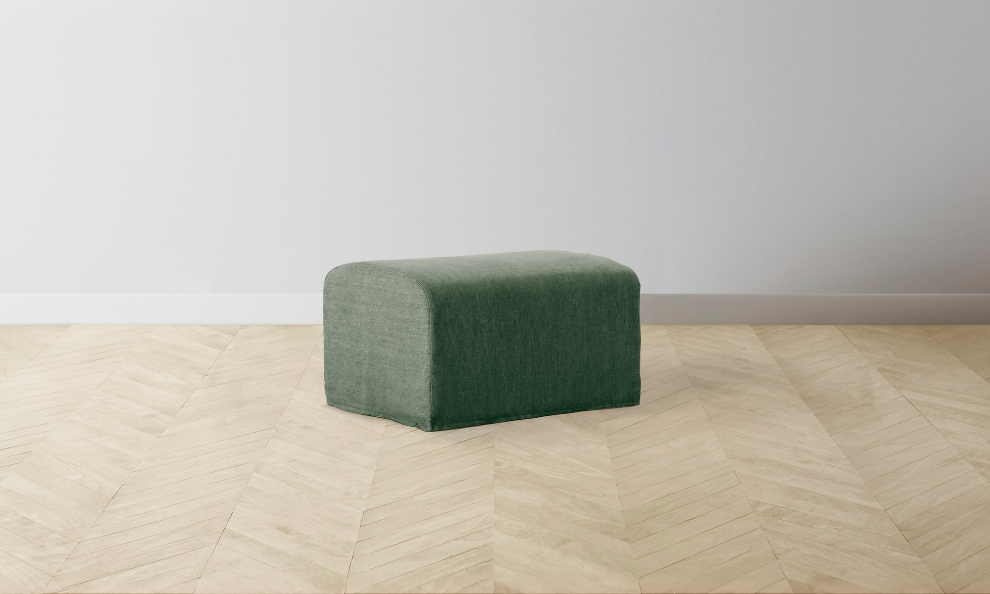 The Leonard Ottoman - Performance Stonewashed Linen Aspen