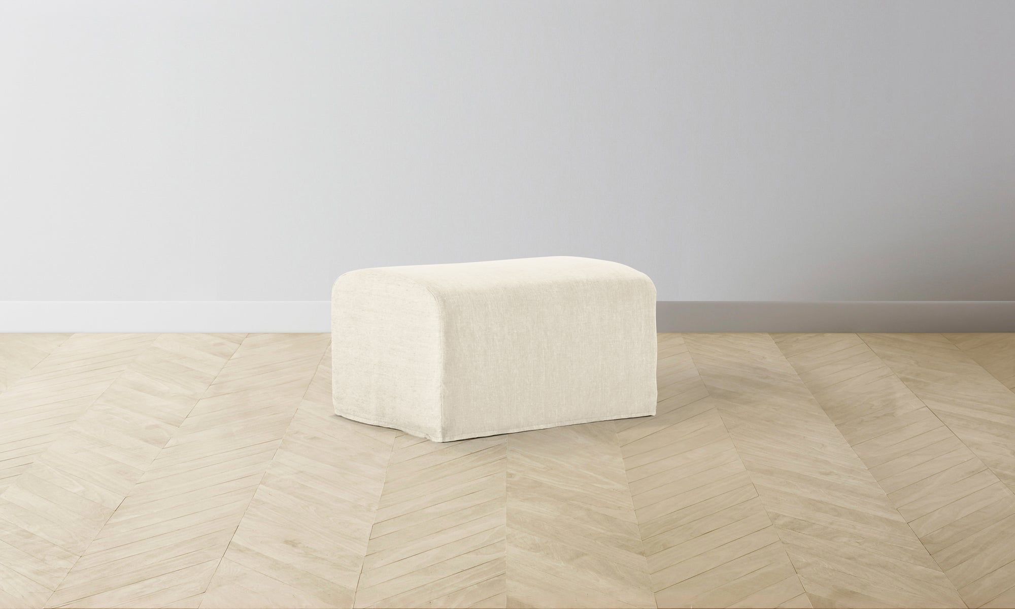 The Leonard Ottoman - Performance Stonewashed Linen Coconut