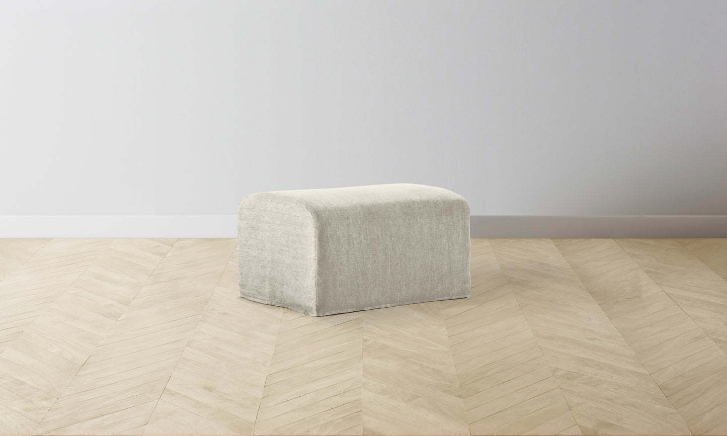 The Leonard Ottoman - Performance Stonewashed Linen Dew