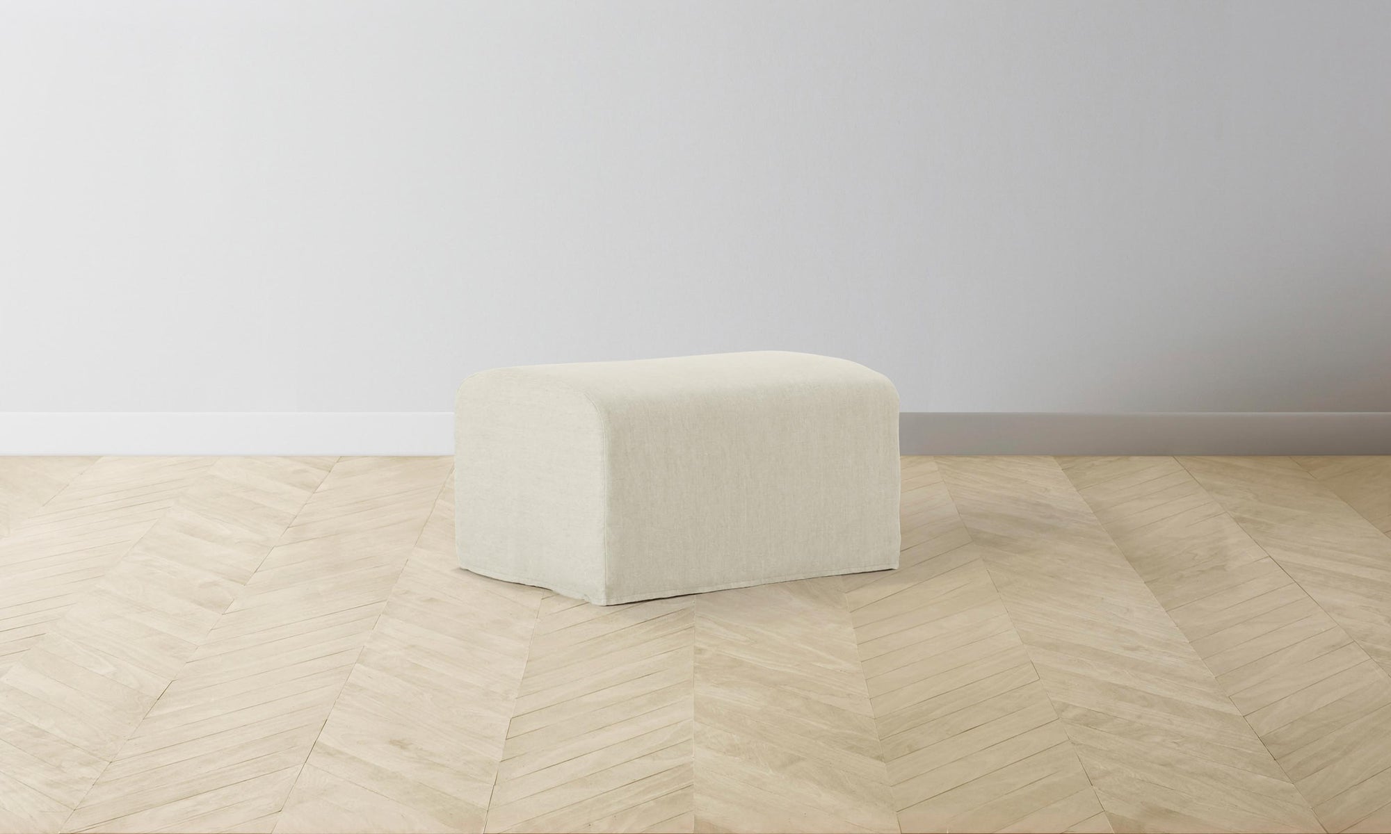 The Leonard Ottoman - Performance Linen Weave Prairie