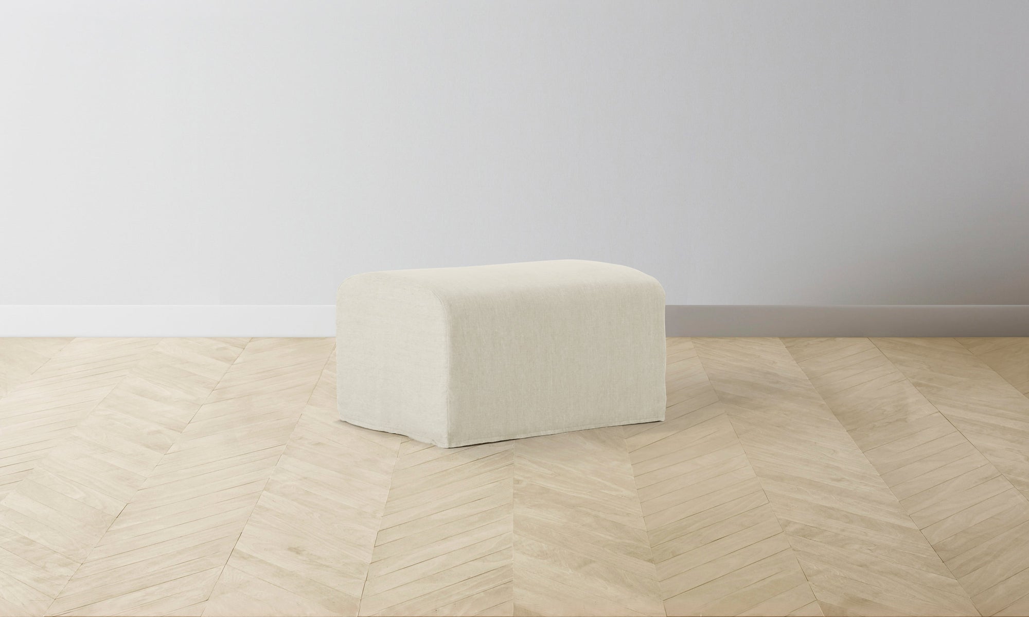 The Leonard Ottoman - Performance Linen Weave Prairie