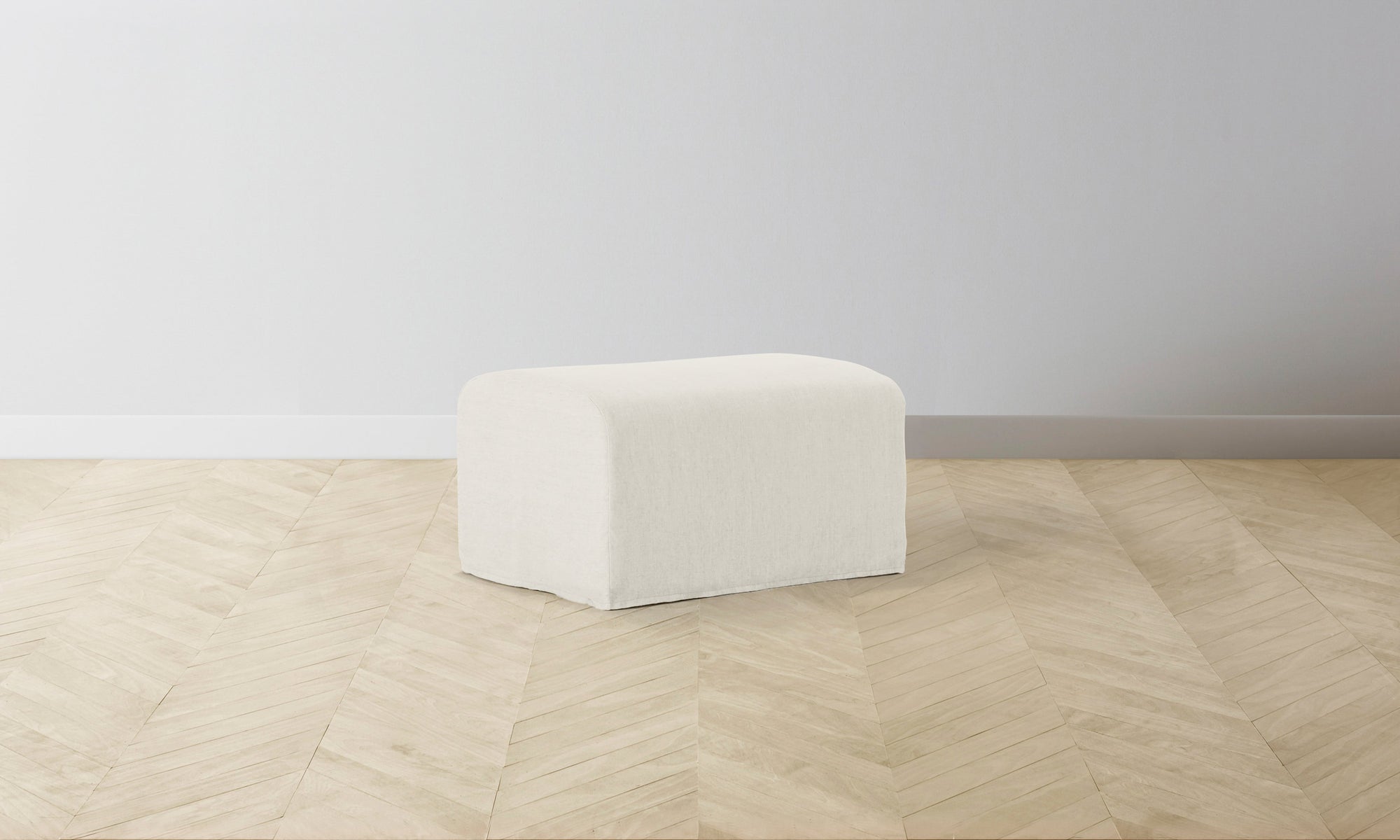 The Leonard Ottoman - Performance Linen Weave Flour