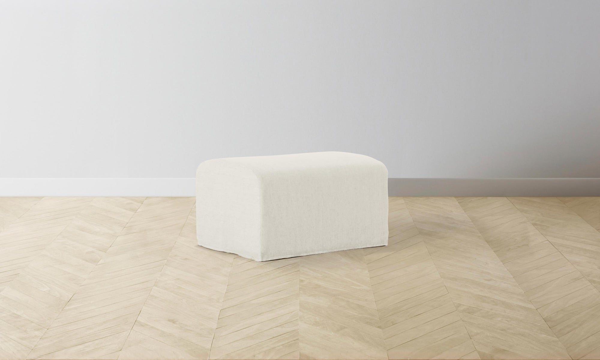 The Leonard Ottoman - Performance Linen Weave Flour