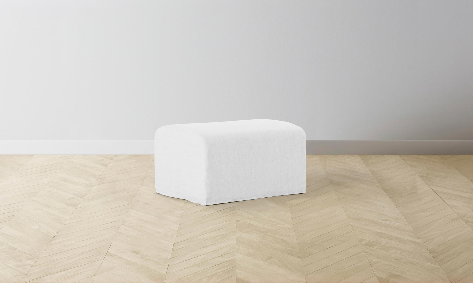 The Leonard Ottoman - Performance Linen Weave Pure White