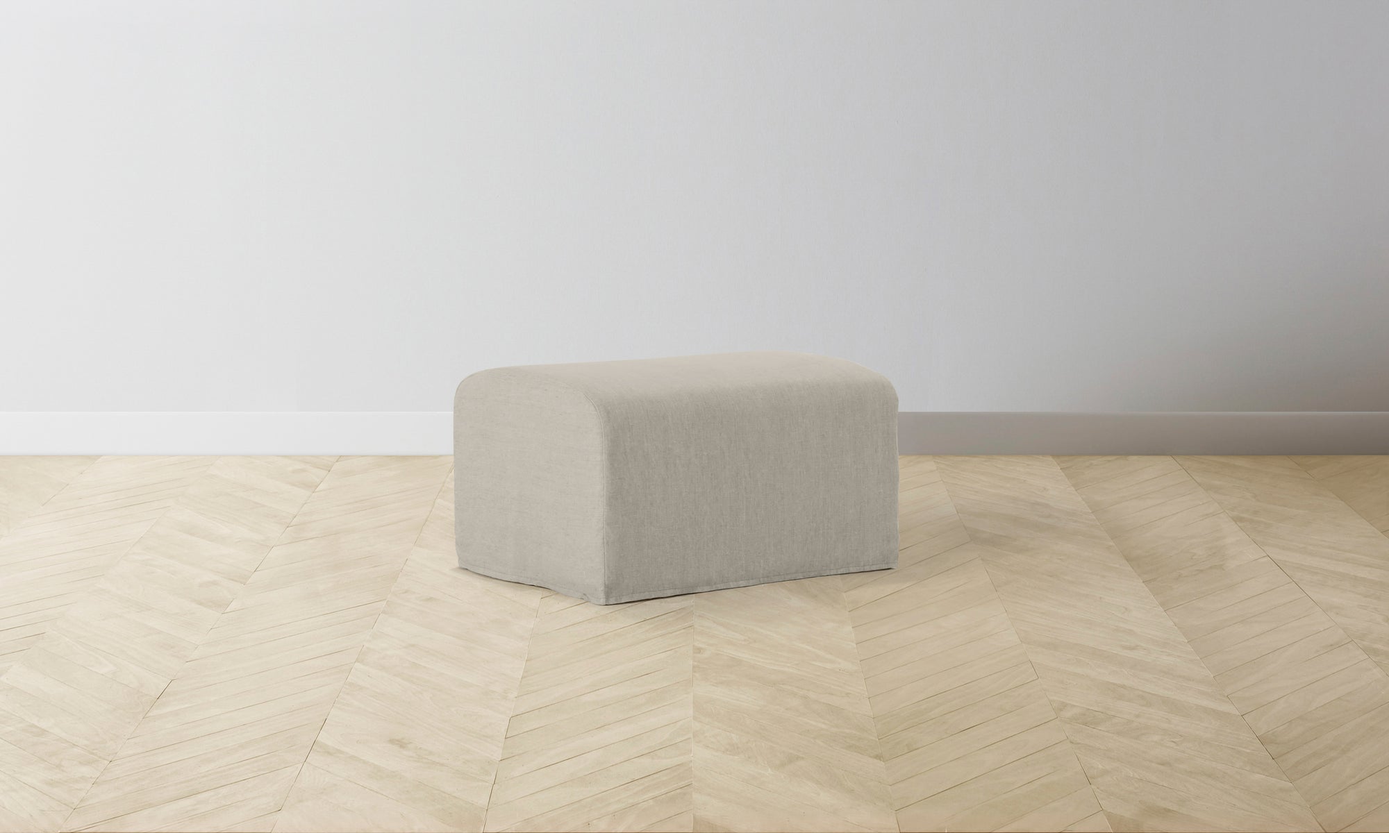 The Leonard Ottoman - Performance Textured Linen Flax