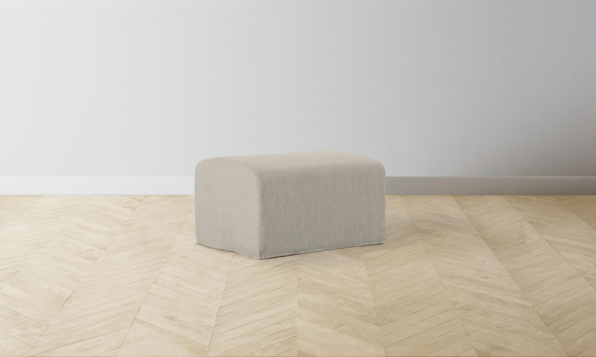 The Leonard Ottoman - Performance Linen Weave Beige