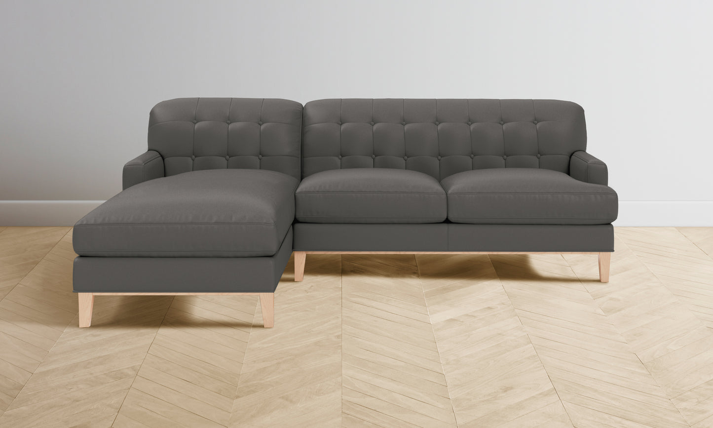 The Ludlow Sectional - Pebbled Leather Ash