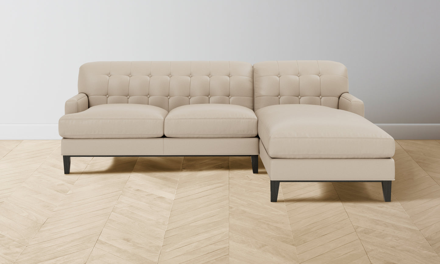 The Ludlow Sectional - Pebbled Leather Stone