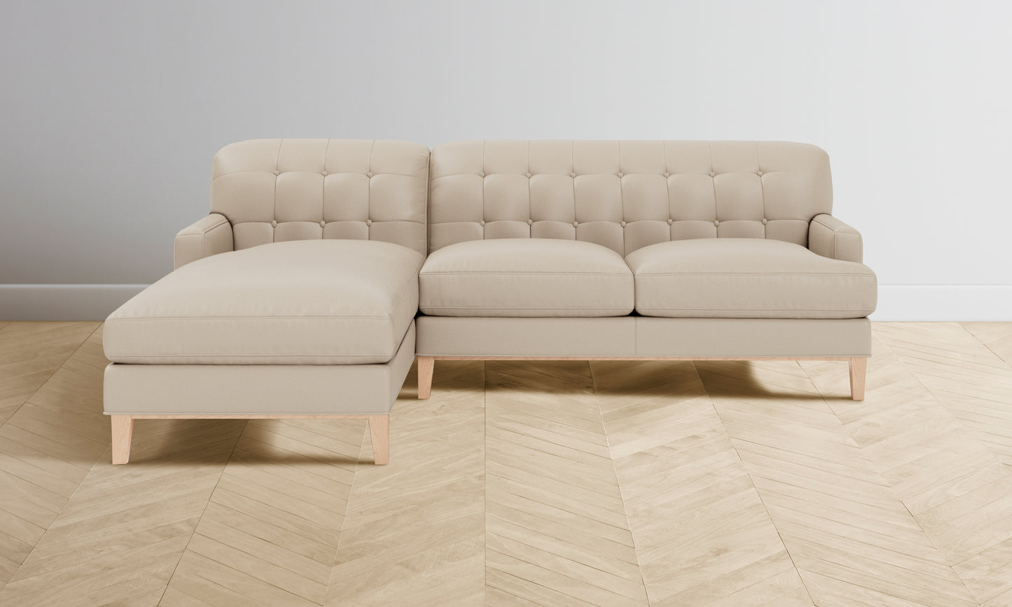 The Ludlow Sectional - Pebbled Leather Stone