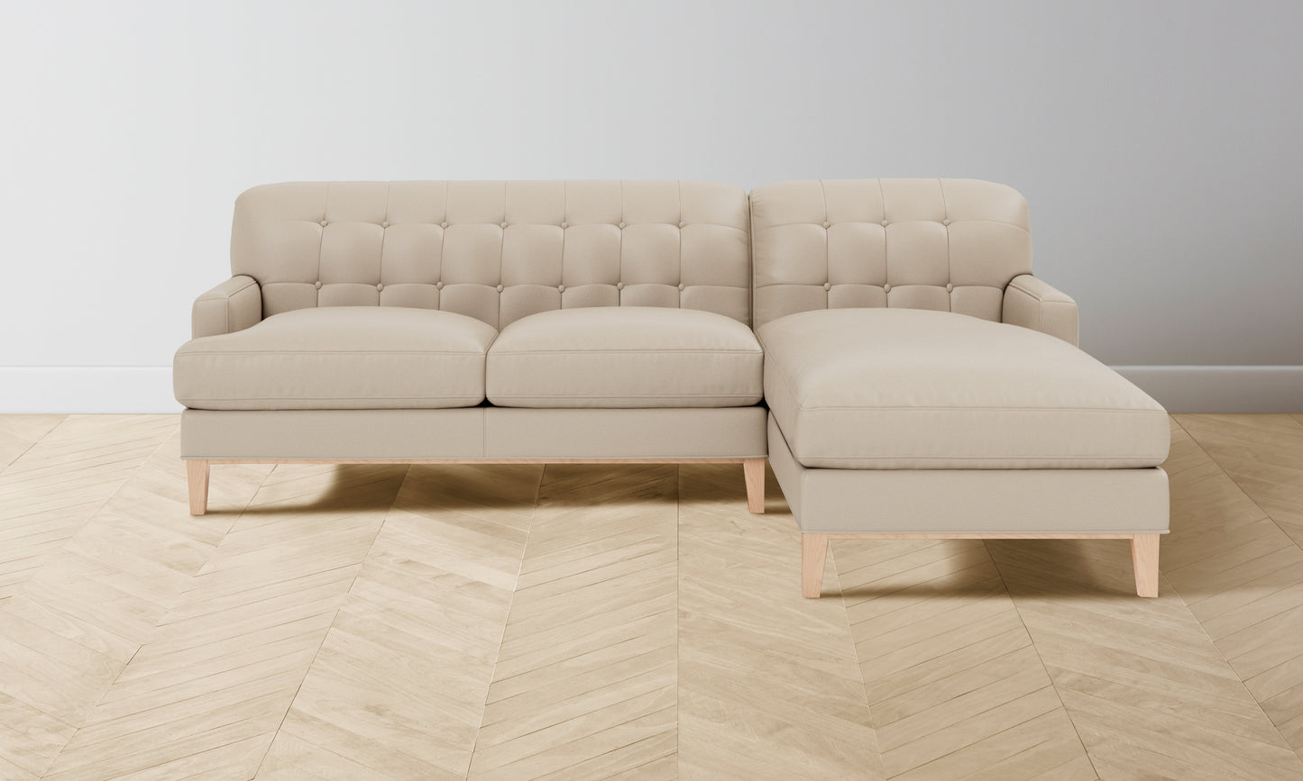 The Ludlow Sectional - Pebbled Leather Stone