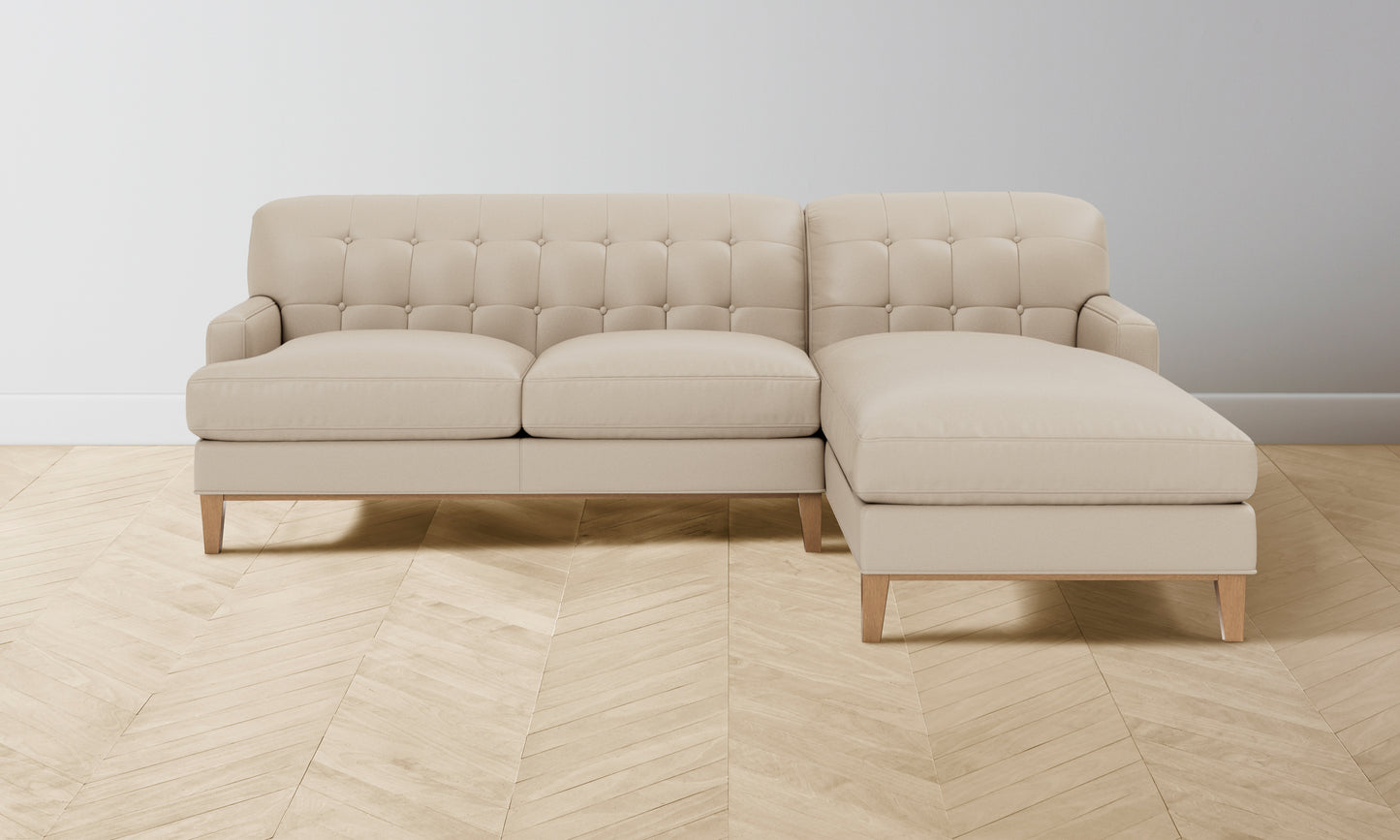 The Ludlow Sectional - Pebbled Leather Stone