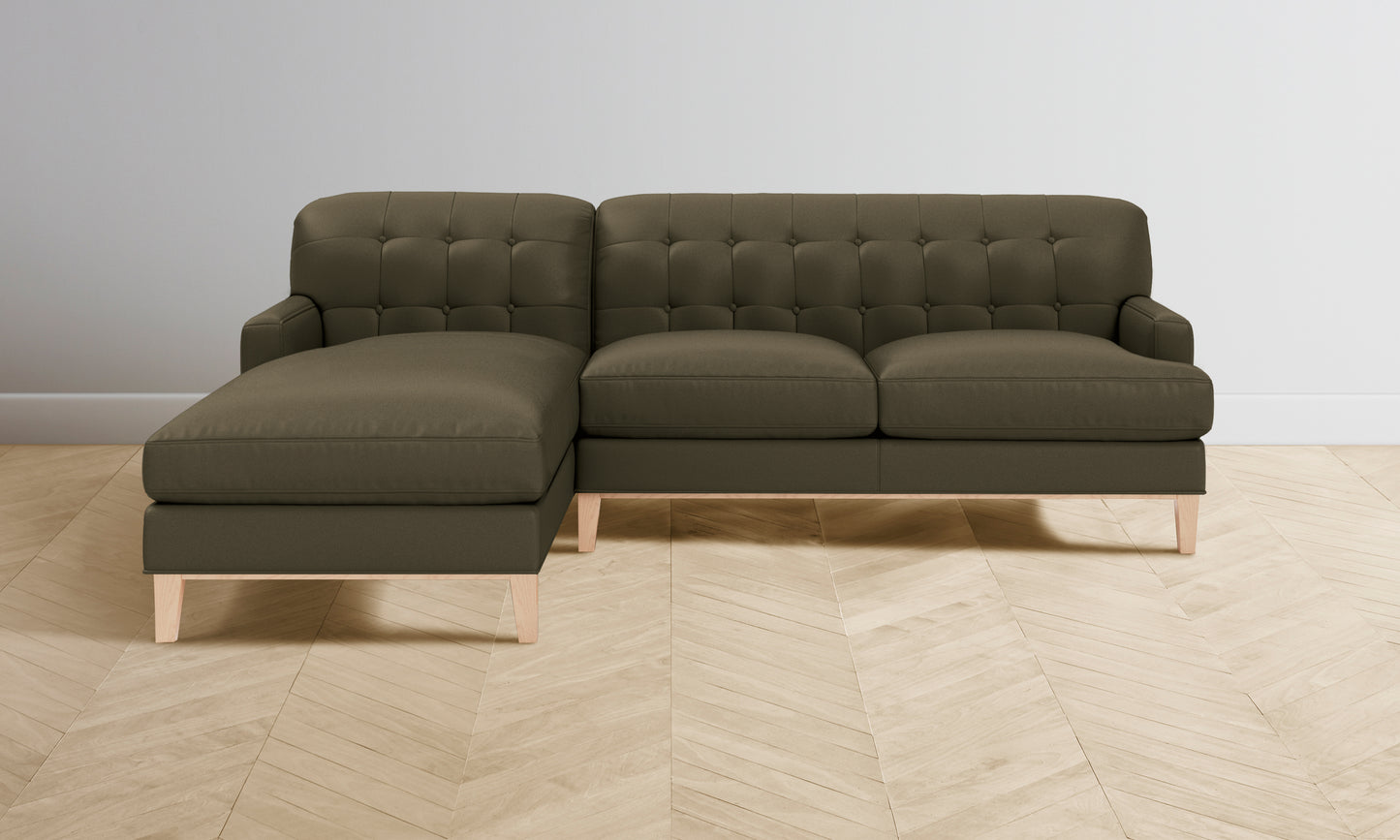 The Ludlow Sectional - Pebbled Leather Truffle