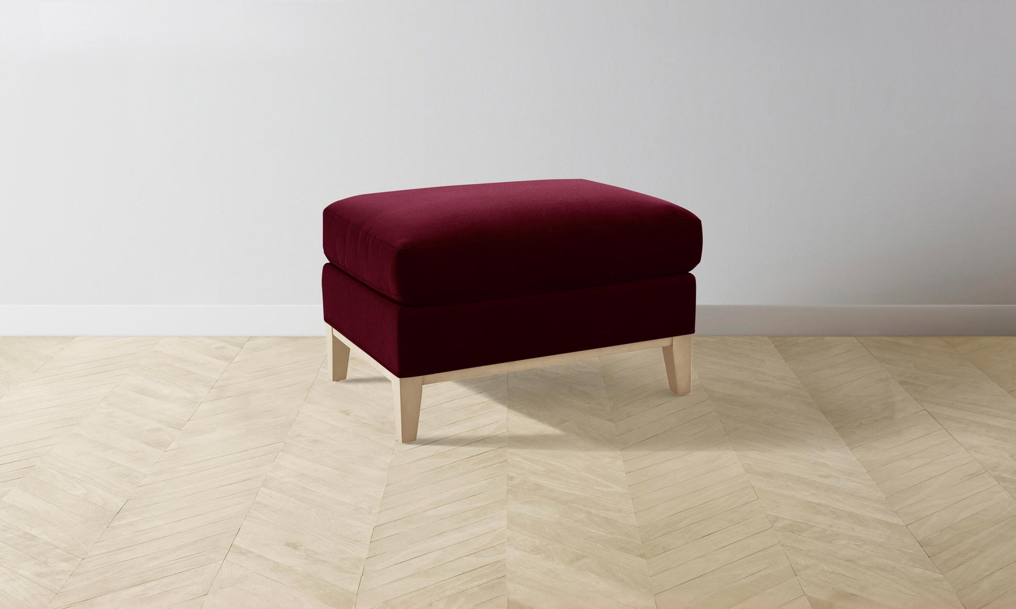 The Ludlow Ottoman - Mohair Crimson